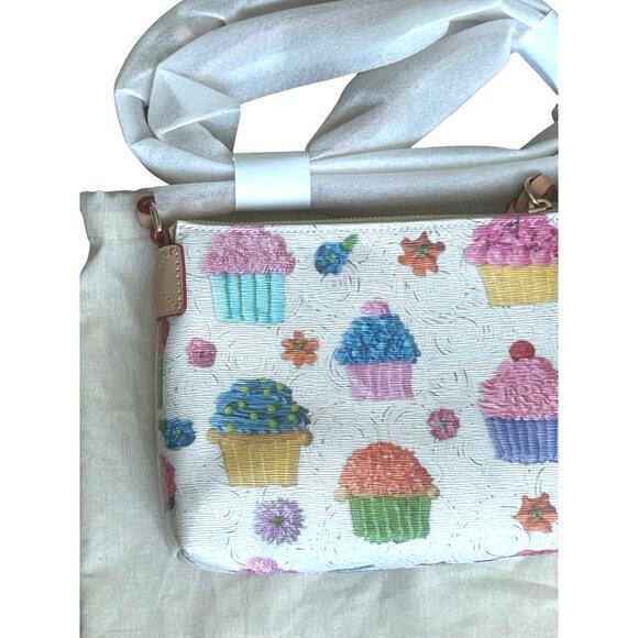 NWT Dooney & Bourke White Multicolor Cupcake Print Crossbody Bag Purse - Picture 7 of 10